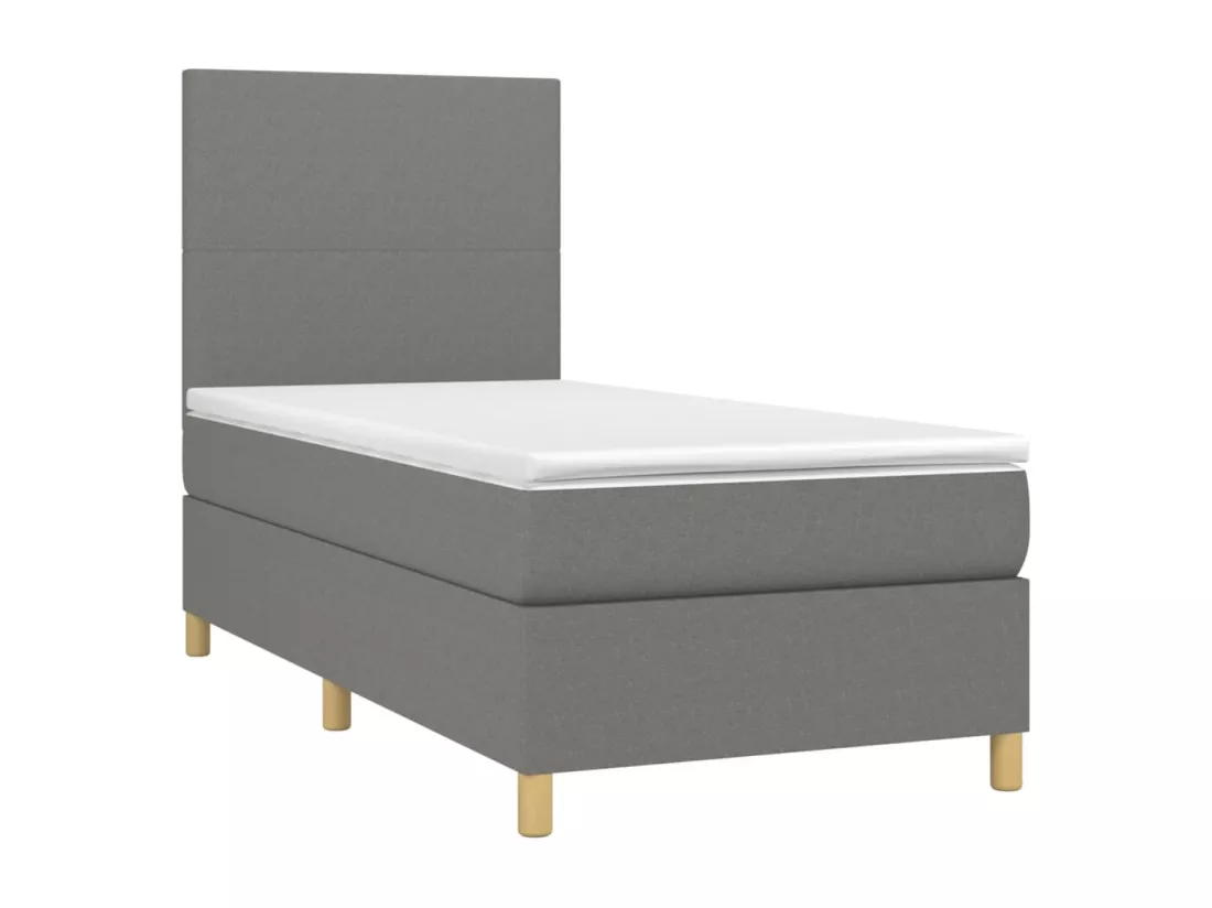 Sommier tapissier avec matelas et LED Gris foncé 90x190cm Tissu