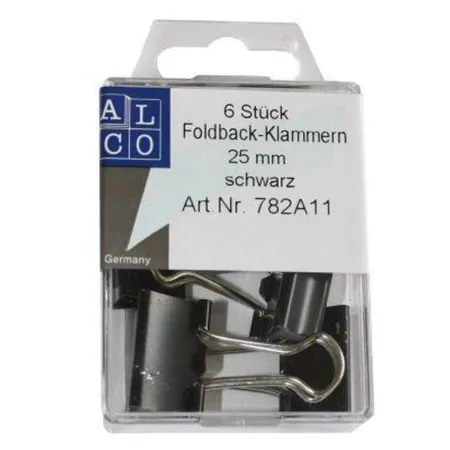 Foldback-Klammern 25mm 6 Stück, schwarz