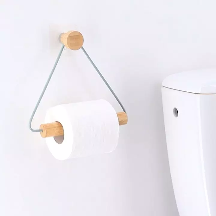 Dérouleur de papier toilette adhésif métal et bambou Easy Chic Blanc