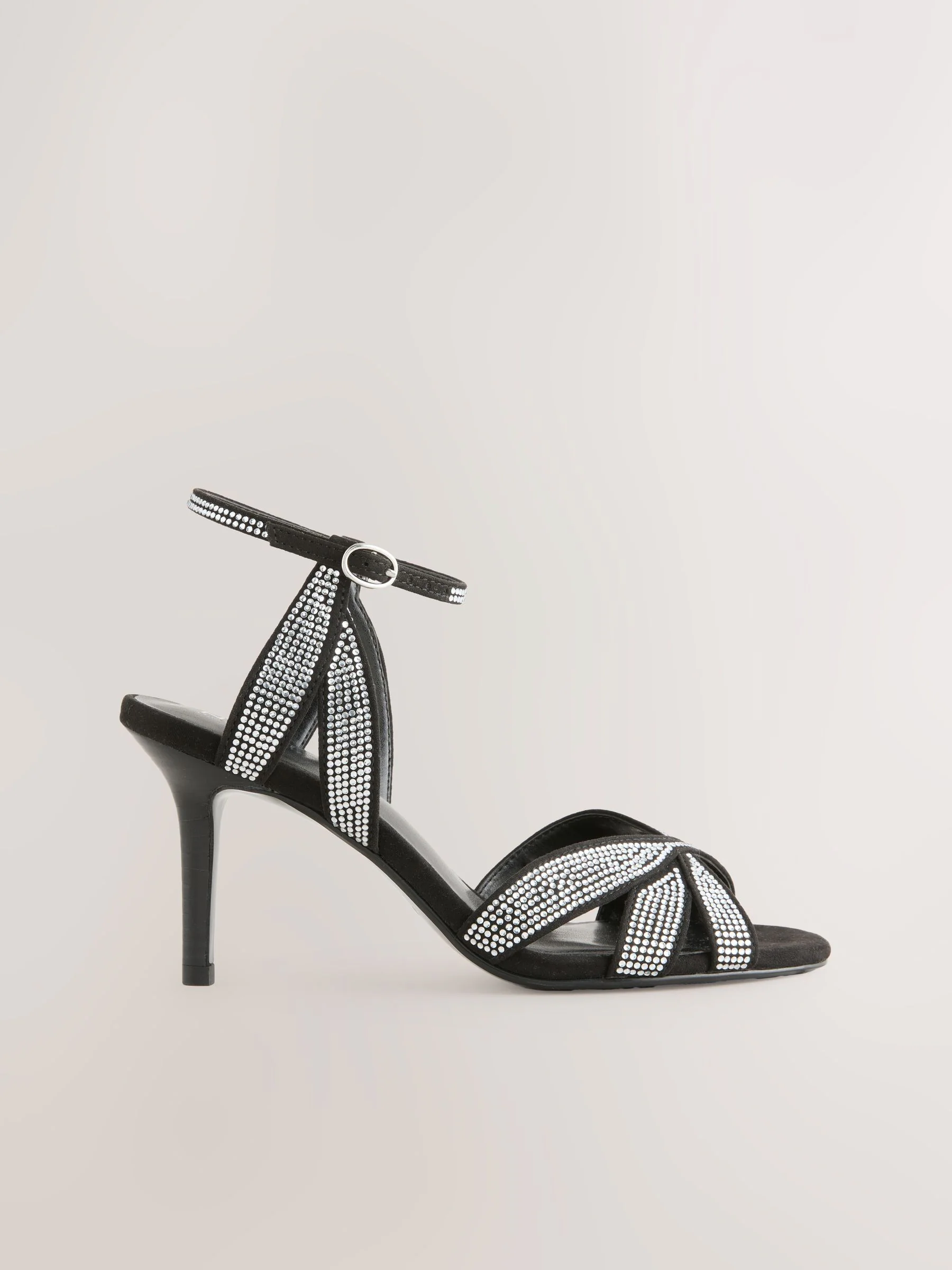 Zwart gelast - Forever Comfort® Leather Lattice Front Heeled Sandals