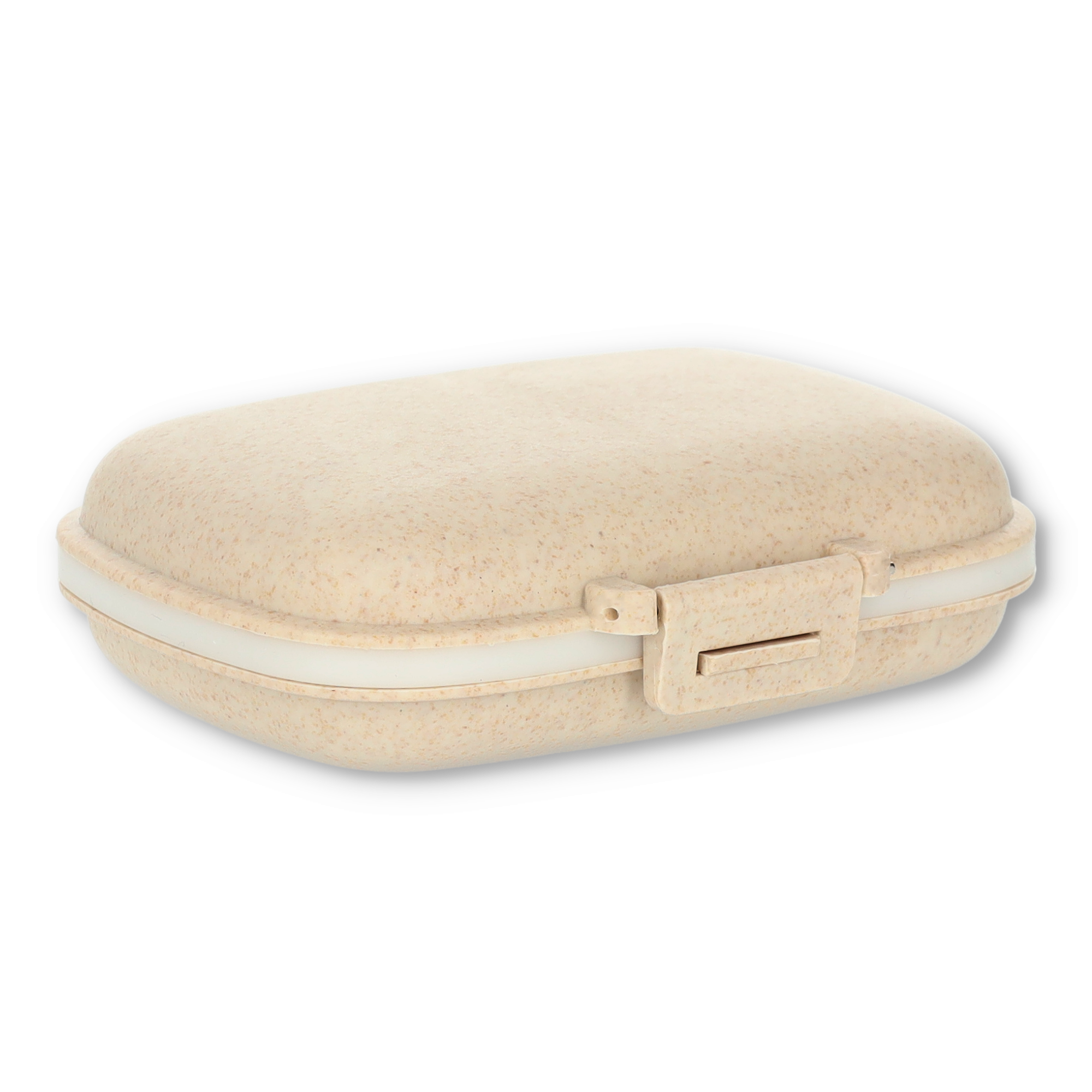 (11x8cm) Medikamenten Dosierer 8 Fächer Dosett Tablettenbox Supplements Pillendose Tablettenspender - Beige