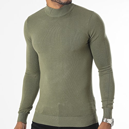 Pull Col Cheminée Vert Kaki