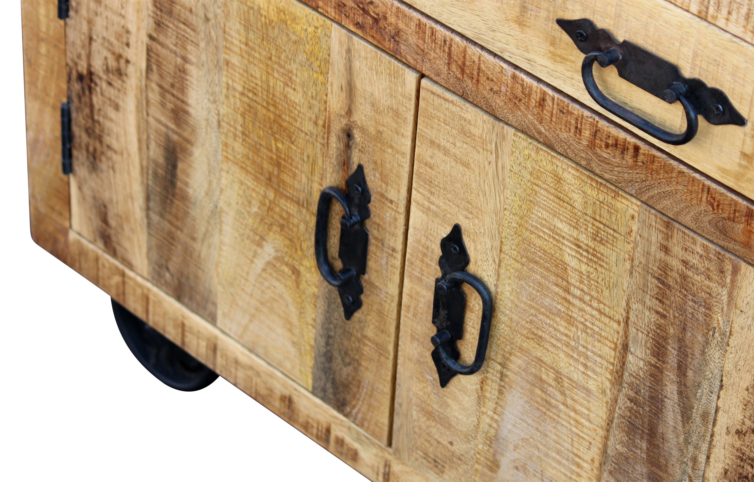 Sideboard Holz Vintage BASIL auf Rollen 80 x 70 cm