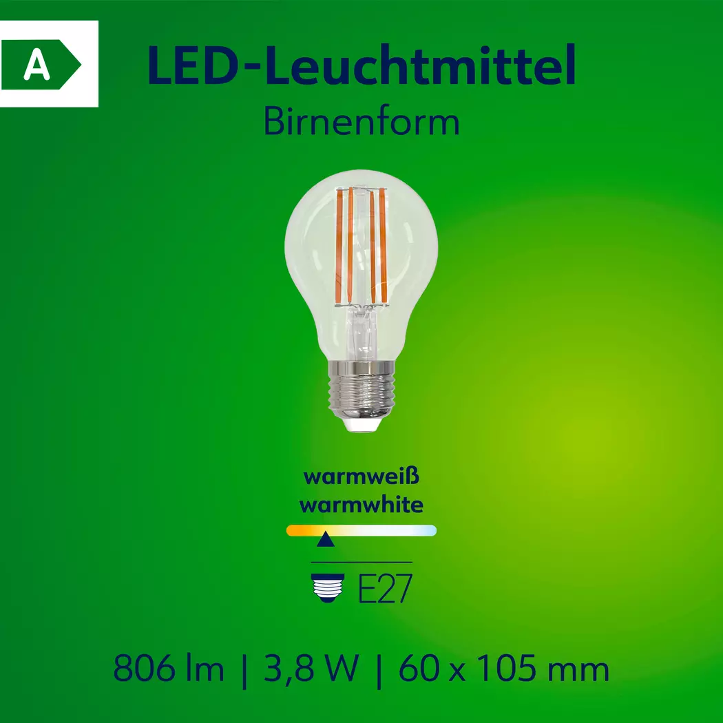 LED-Birne E27 / 3,8 Watt / Energie A