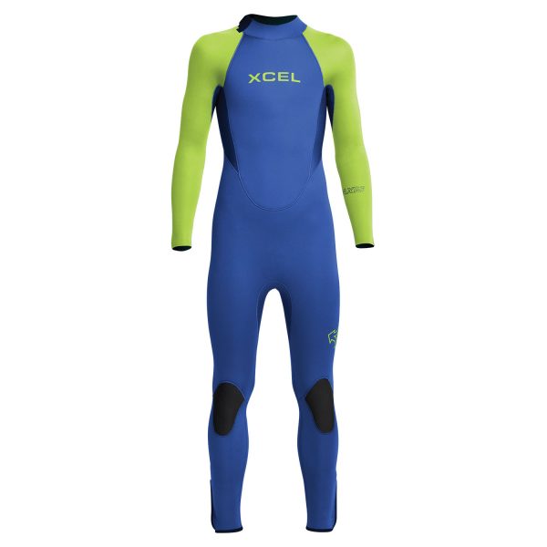 Xcel Combinaison Kid Axis Back Zip 4/3 mm - Blue Lime 10 ans