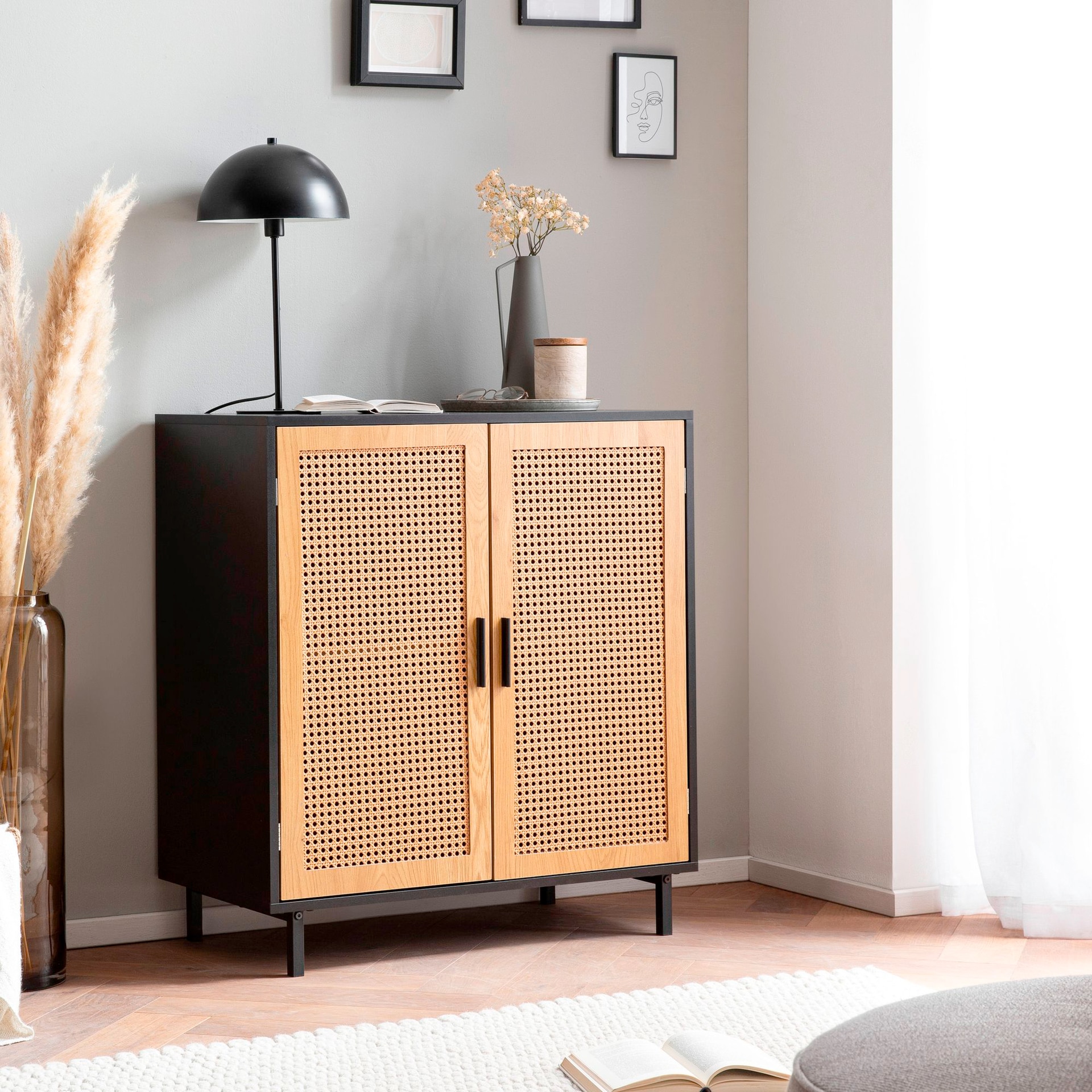 Sideboard 80 x 87 cm schwarz/braun