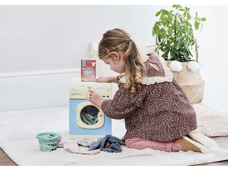 Casdon Spiel-Haushaltsgerät Waschmaschine Blau Spielzeug-Waschmaschine mit Lichtern und Tasten