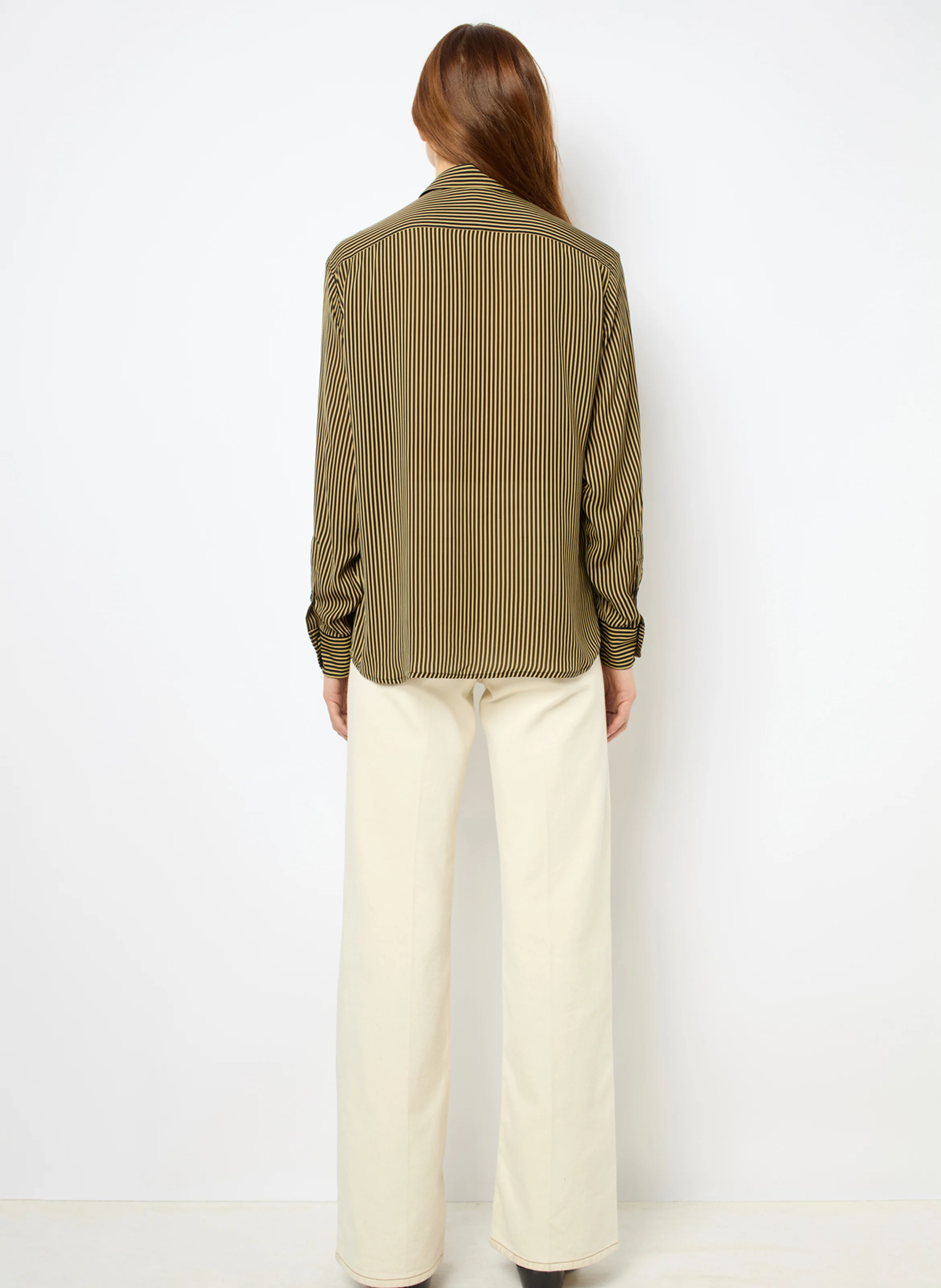CLYDE - Chemise droite à rayures contrastées | Beige