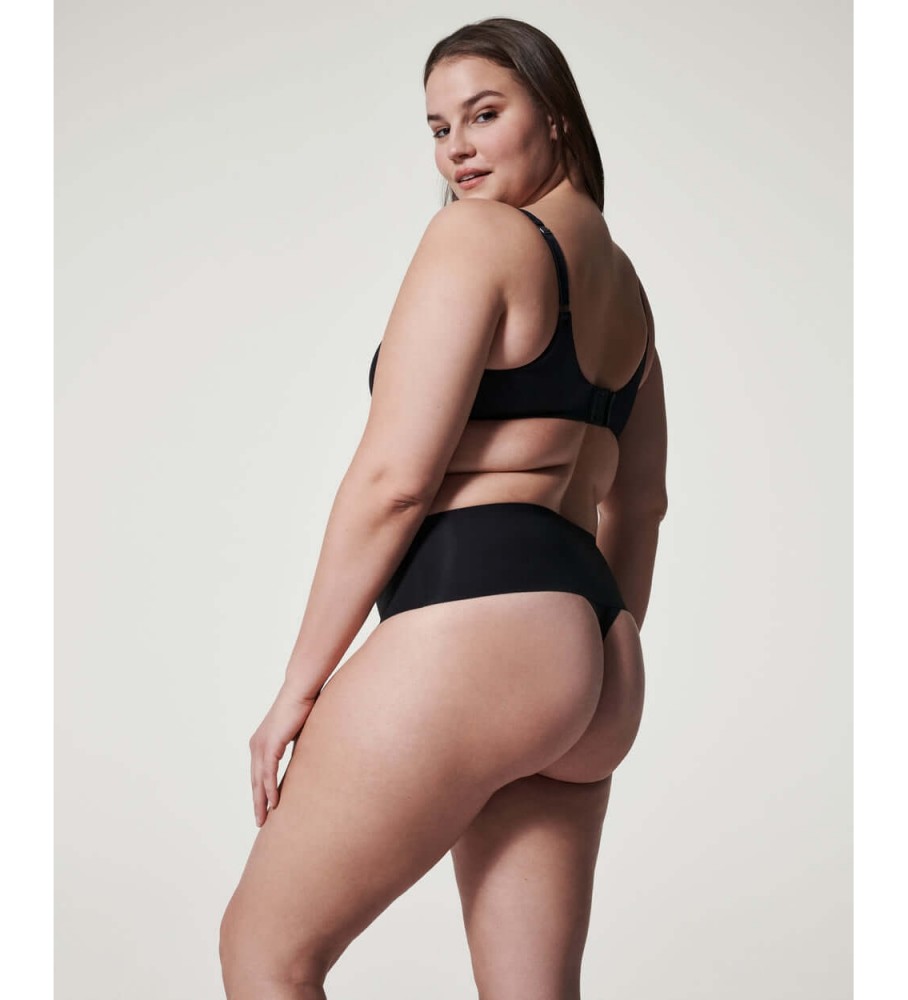 Calcinha fio dental sem costura de cintura alta SPANX, preta