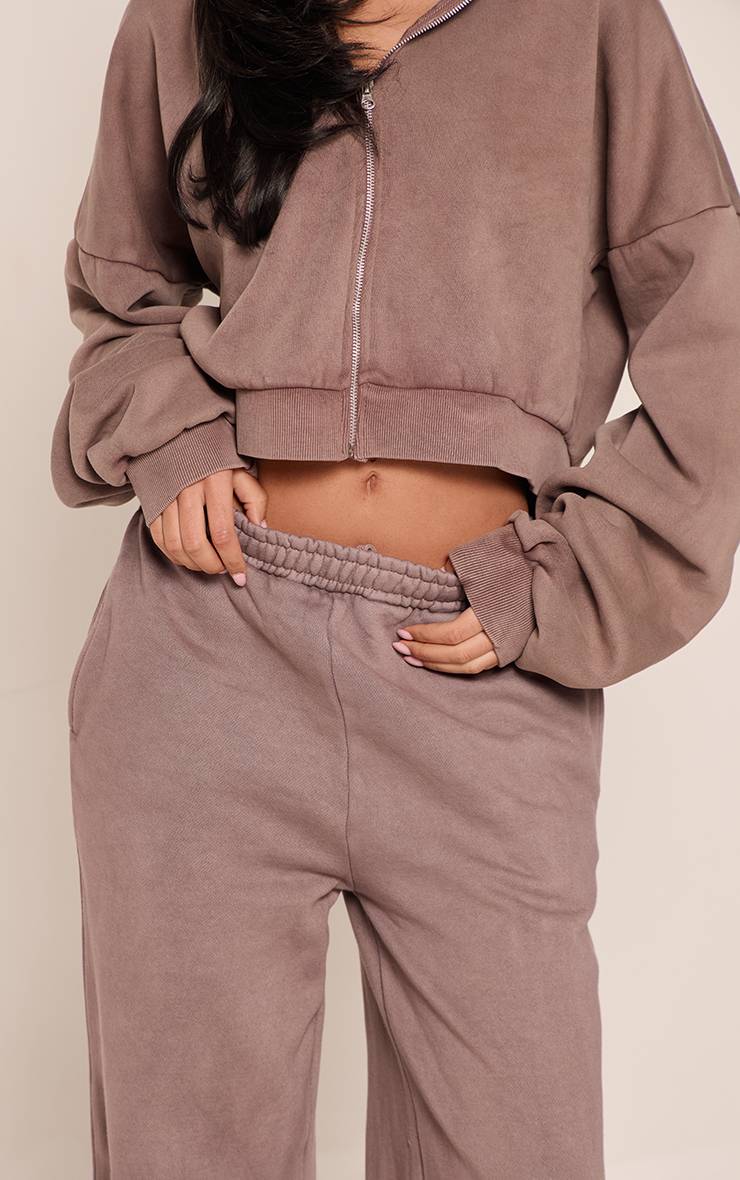 Washed Brown Jogging Tall À Jambes Larges Avec Cordon De Serrage