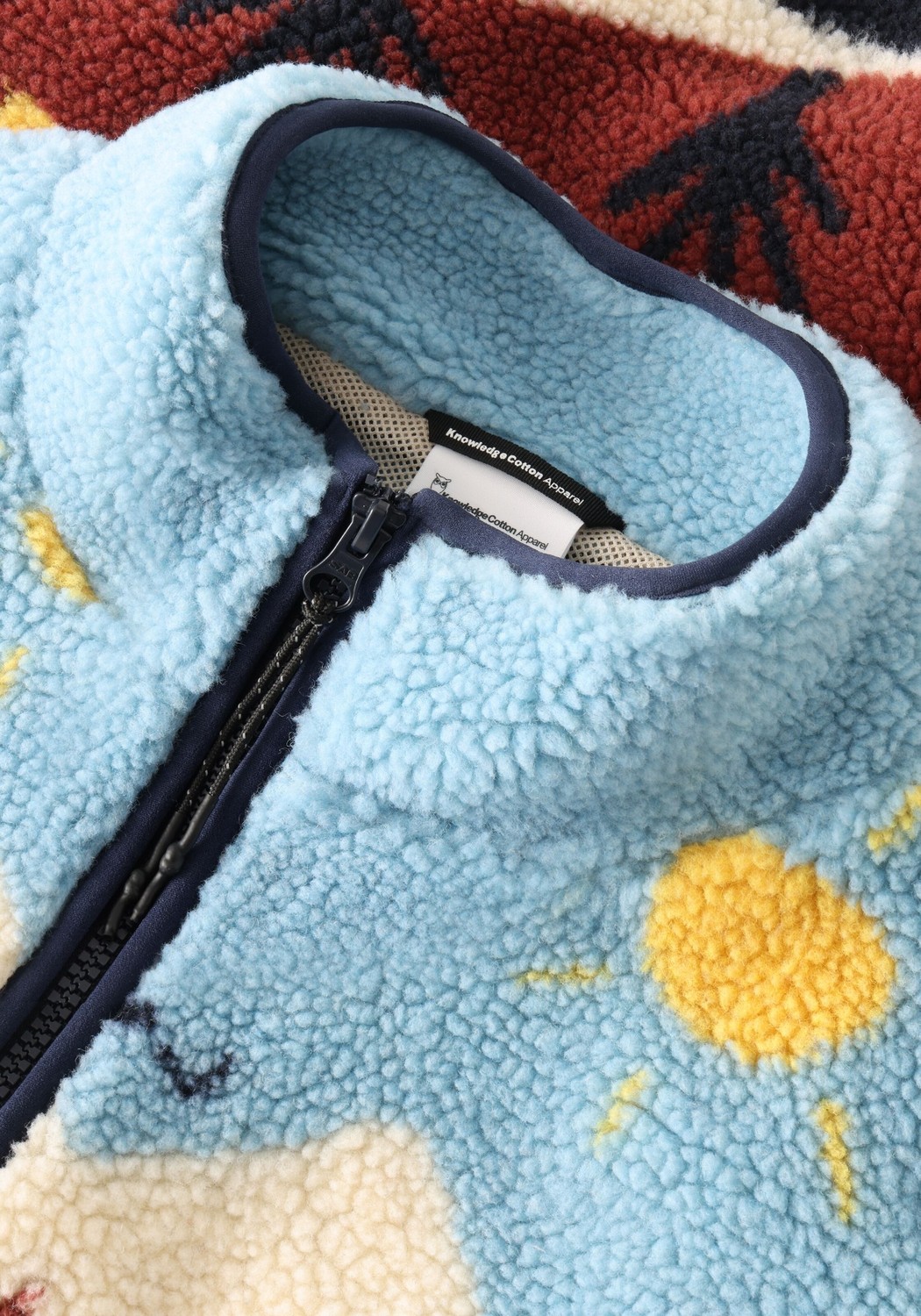Knowledge Cotton Apparel Fleecejacke Loose Faroe Isle Teddy Multi Color AOP