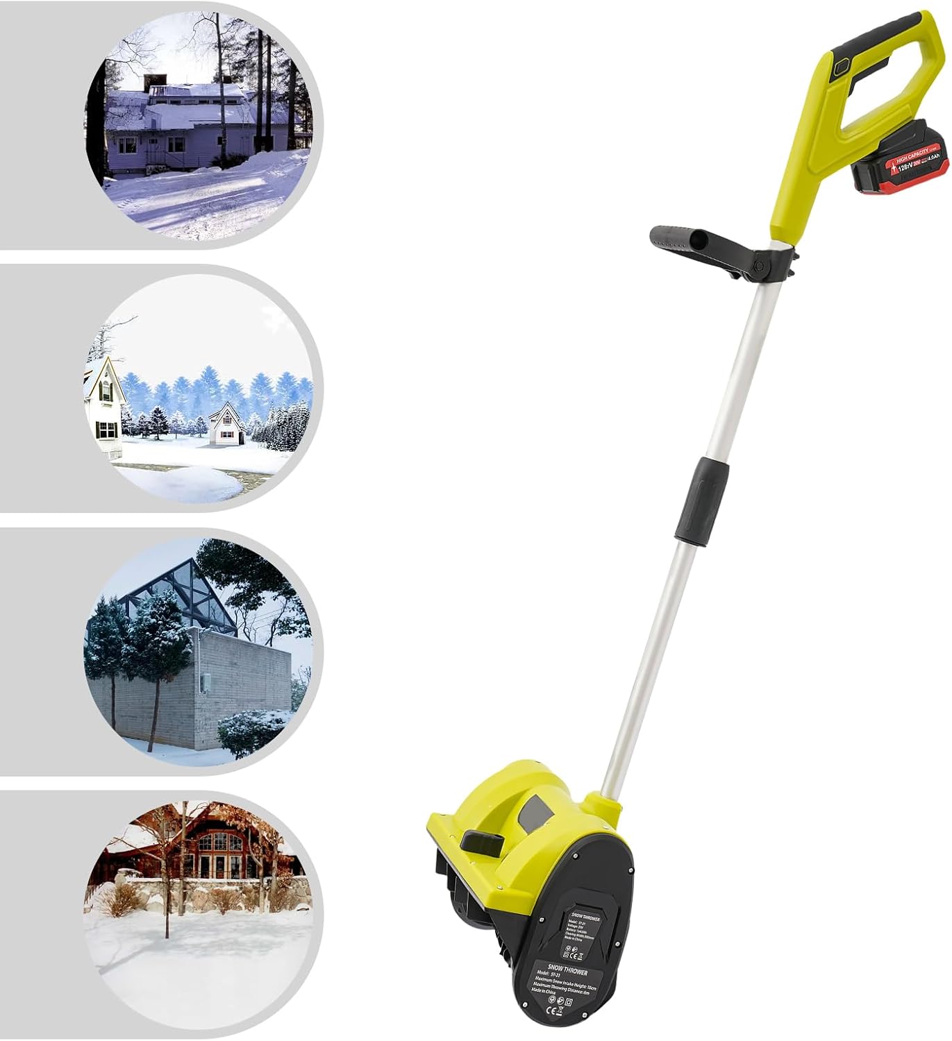 Elektrische Schneefräse 1200W 20V Schneefräse Akku 4.0Ah, 32cm Kehrbreite, Kabellose Elektro-Schneefräse Leicht & Leistungsstark für Hof, Gehweg, Einfahrt