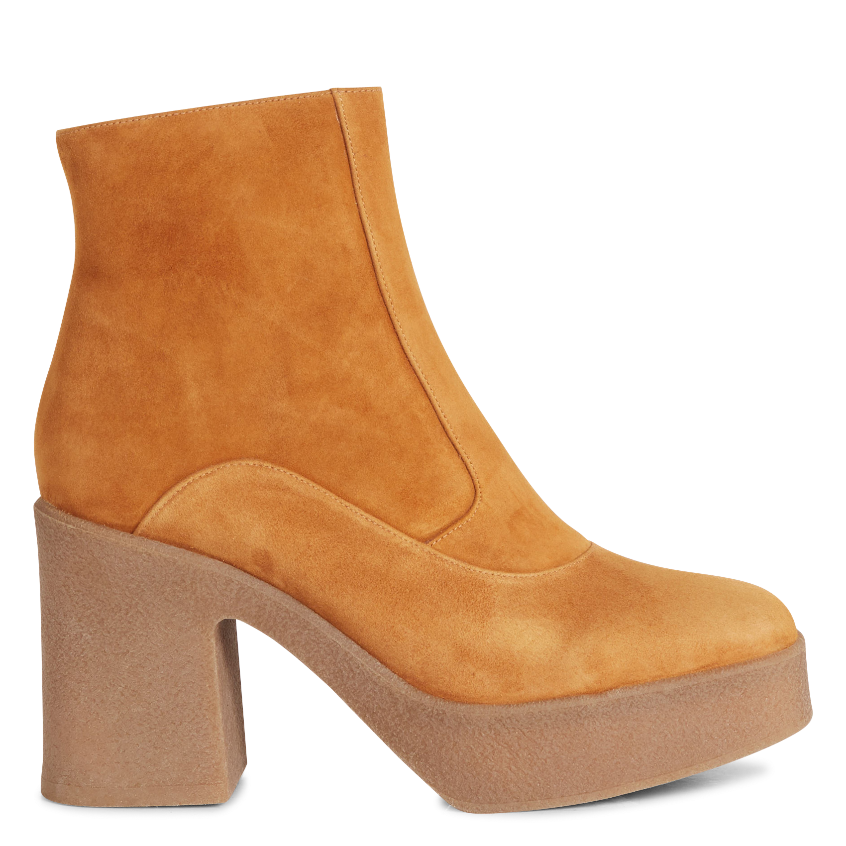 LAJELUS - Bottines à talon en cuir velours | Orange