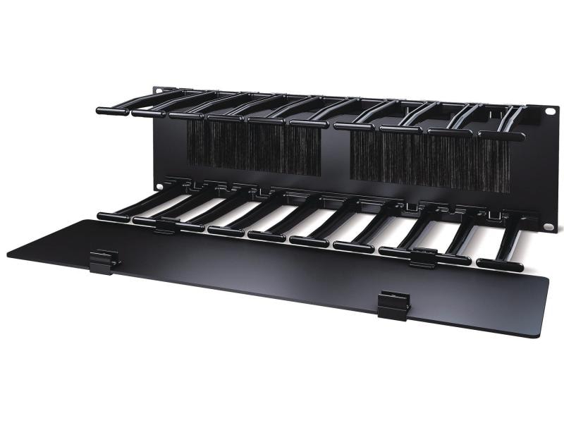 APC Kabelführungspanel AR8605 , Schwarz Horizontaler Kabelmanager, 3 HE x 6 Zoll tief, einseitig mit Abdeckung