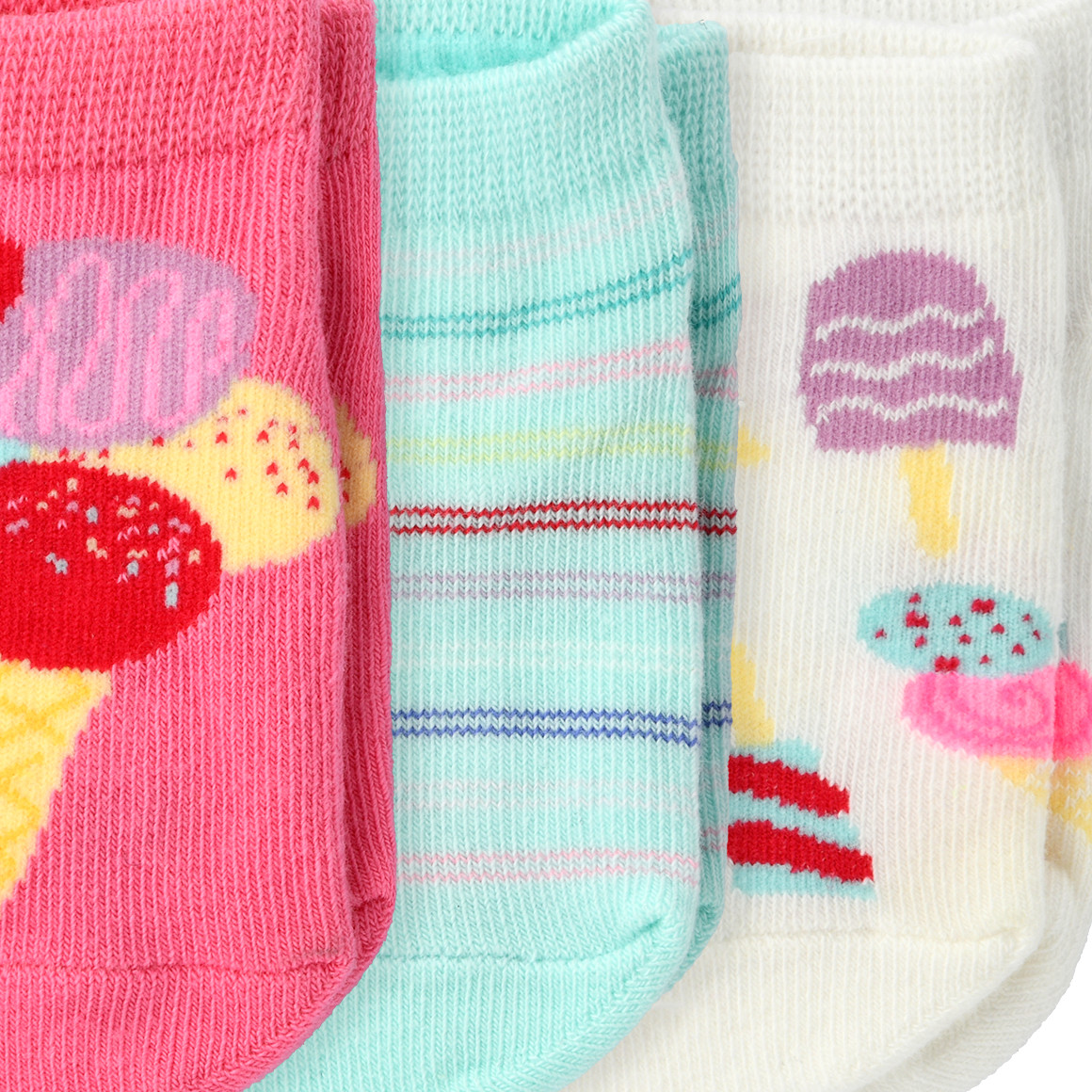 Famy 3 Paar Baby Sneaker-Socken im Set rosa / helltürkis / weiss