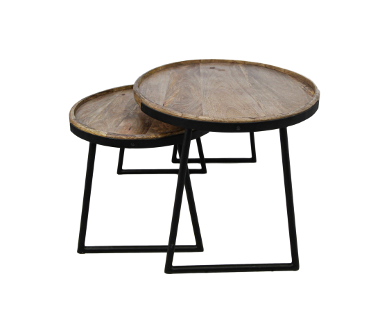 Salontafel Ovaal (set van 2) Hout/Zwart