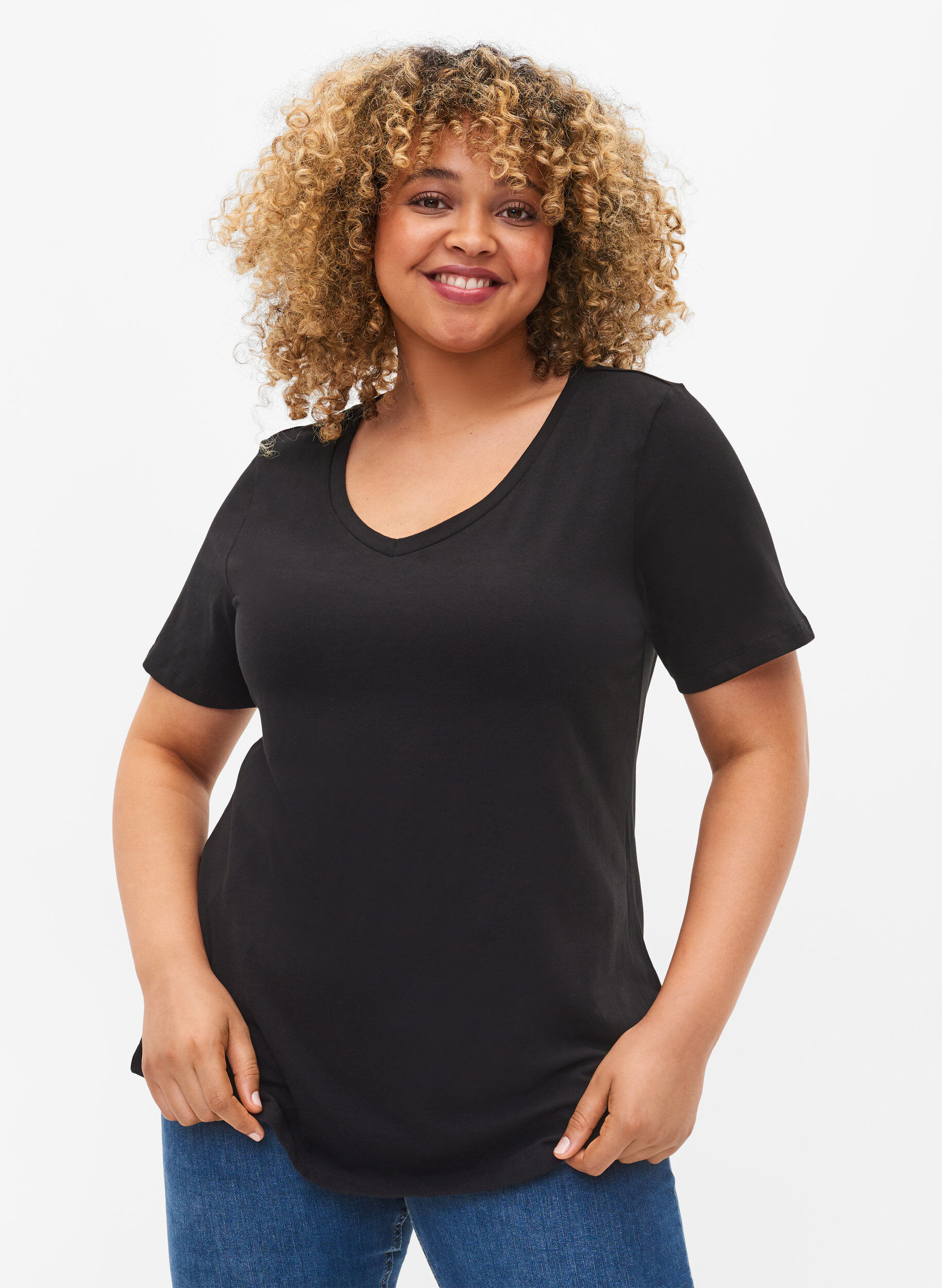 Ensfarvet basis t-shirt i bomuld