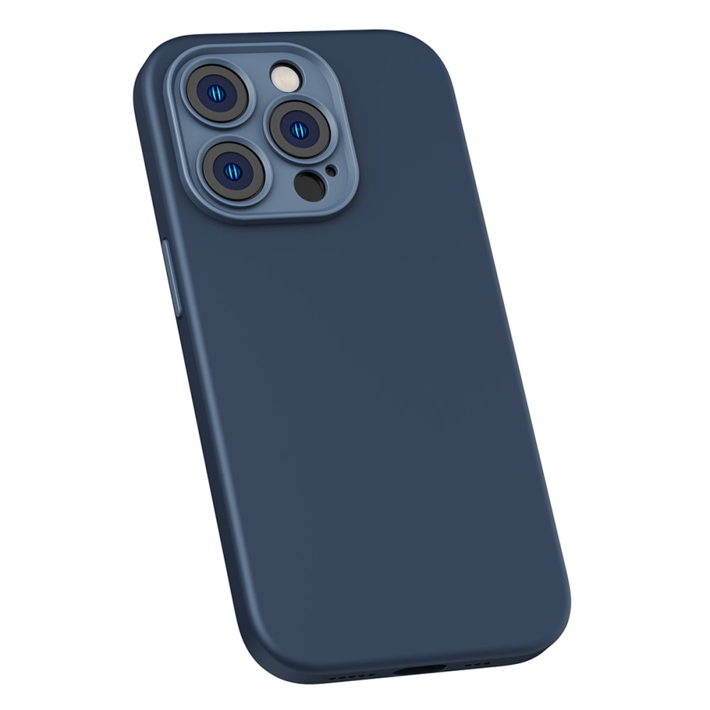 iPhone 14 Pro MagSafe Silikon Case Hülle mit Kameraschutz   Display Panzerglas - Dunkelblau