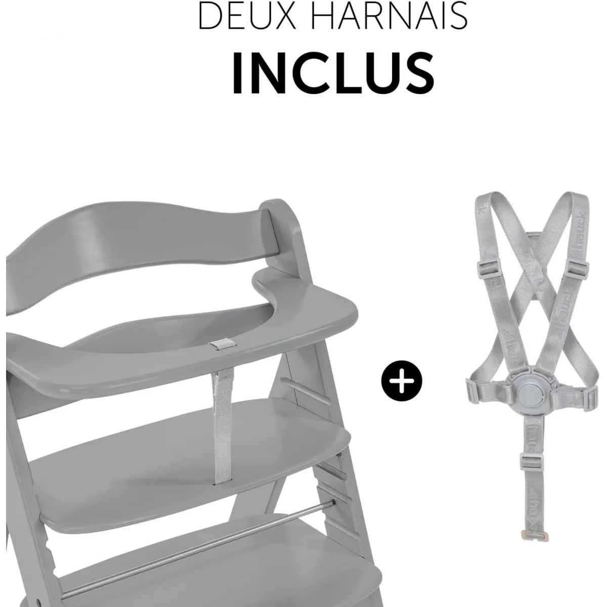 HAUCK Chaise Haute Alpha+B - Gris
