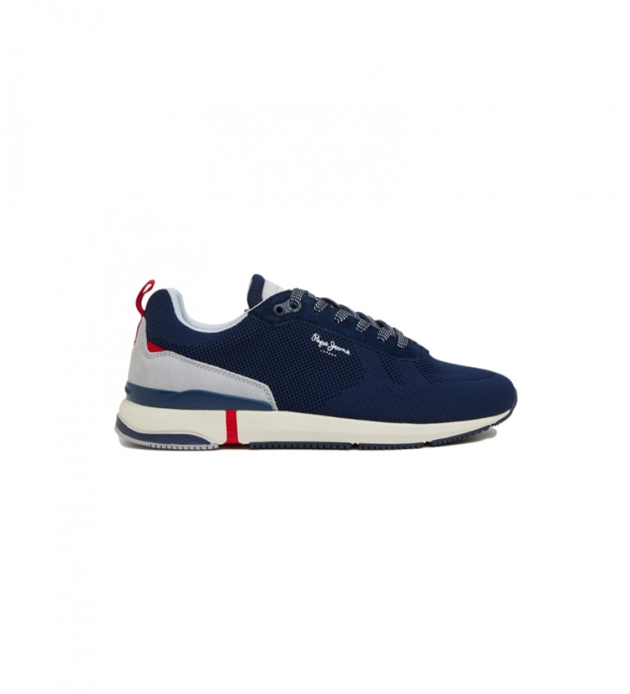 Tênis Pepe Jeans London Pro em couro combinado, cor azul marinho.