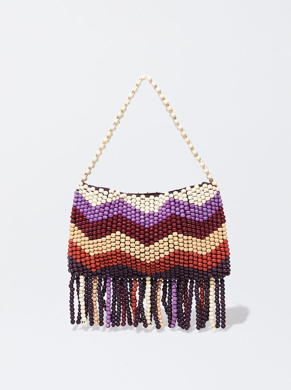 Bolso Madera Con Abalorios - Multicor
