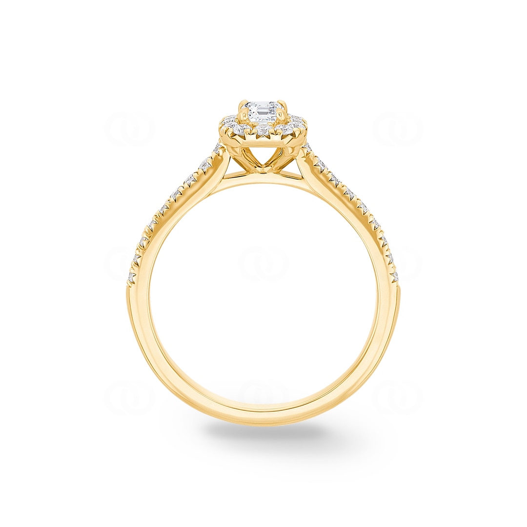 Emerald Halo Diamantring 750/18 K Gelbgold 0.62 ct G/si