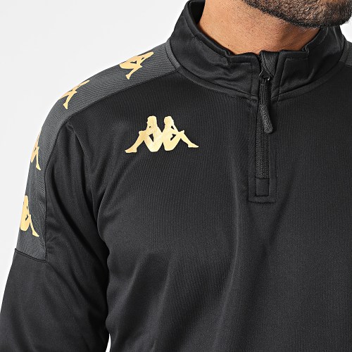 Sweat Col Zippé A Bandes Gassolo 331G3HW Noir Doré