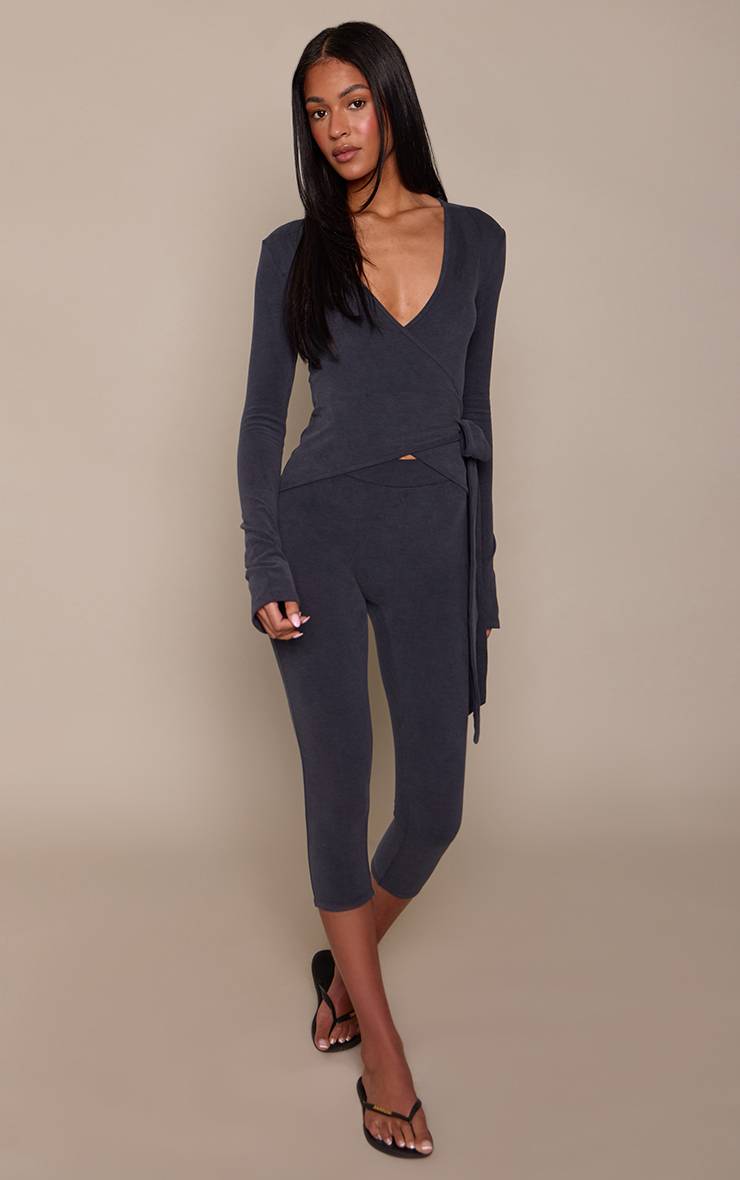 Bleu Marine Legging Capri En Coton Doux Plt Tall