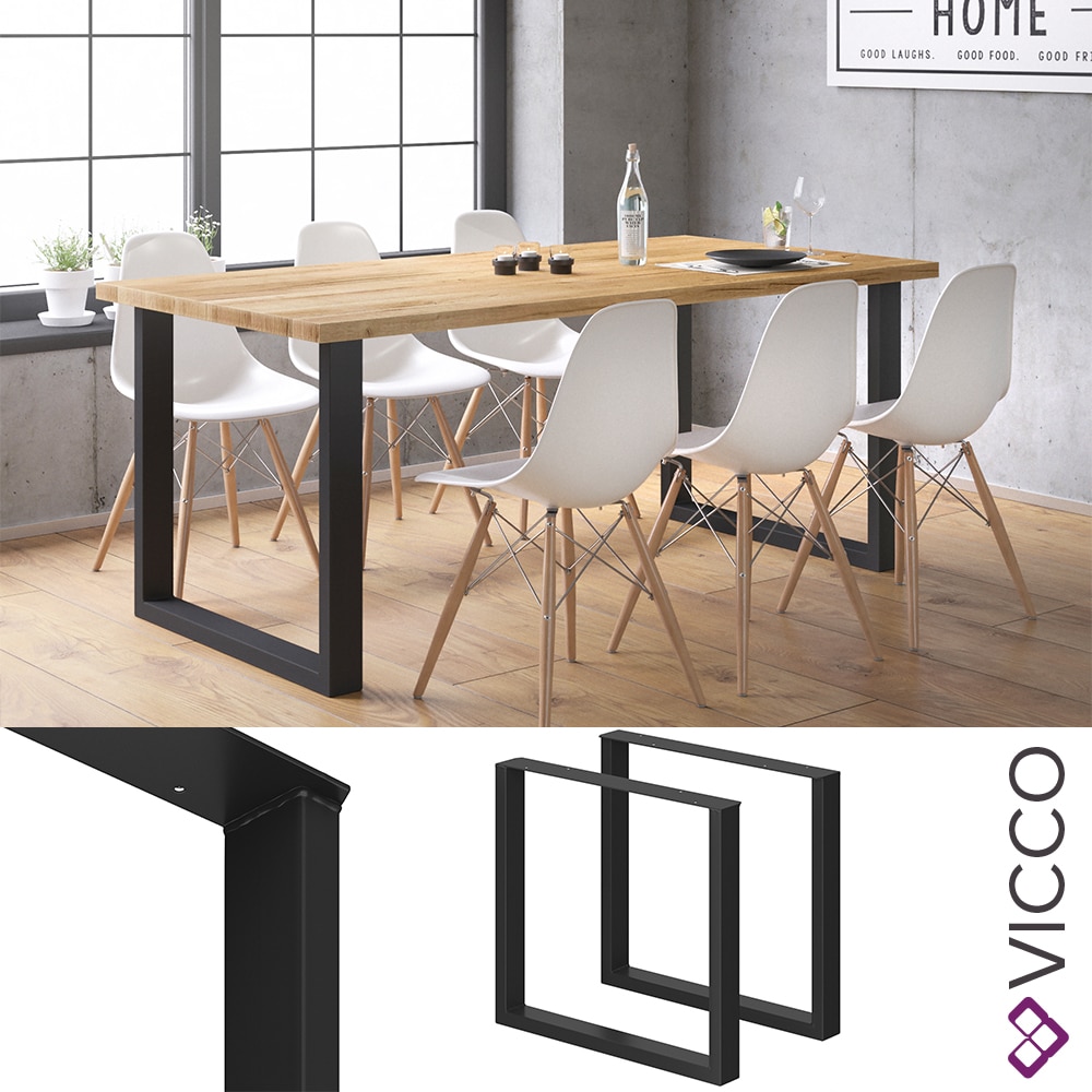 Vicco Tischbeine Loft Tischkufen pulverbeschichtet 2er Set 72x80 cm Schwarz