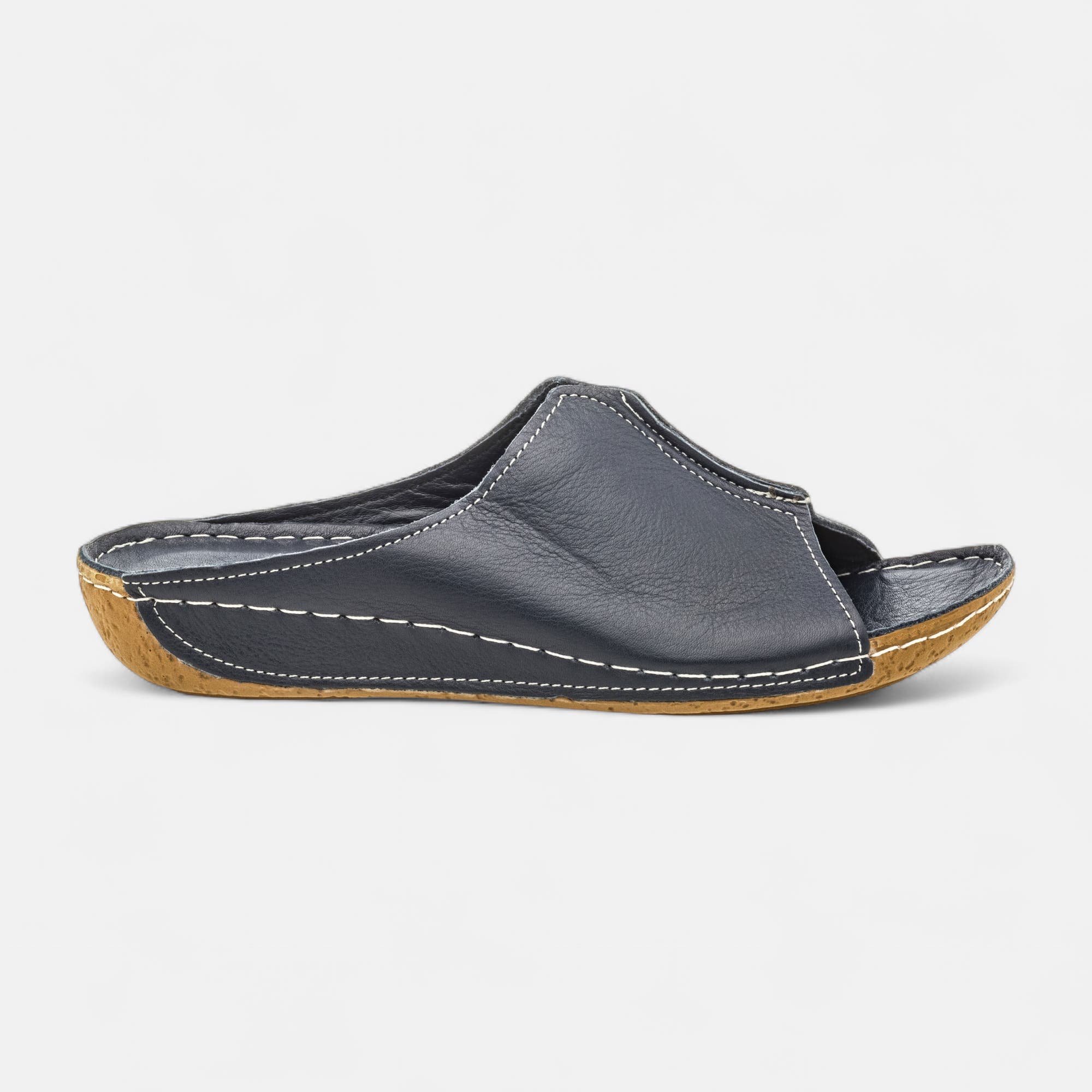 Mules Femme en cuir bleu marine