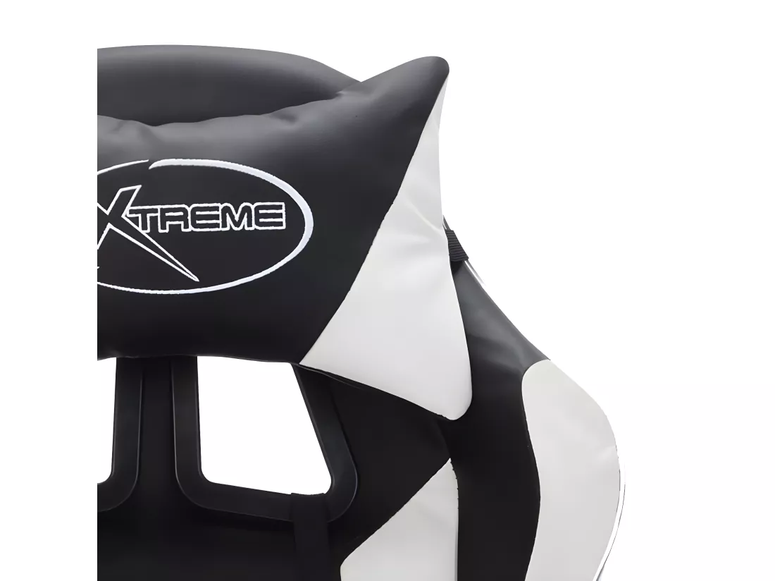 Fauteuil de jeux vidéo avec LED RVB Blanc et noir Similicuir