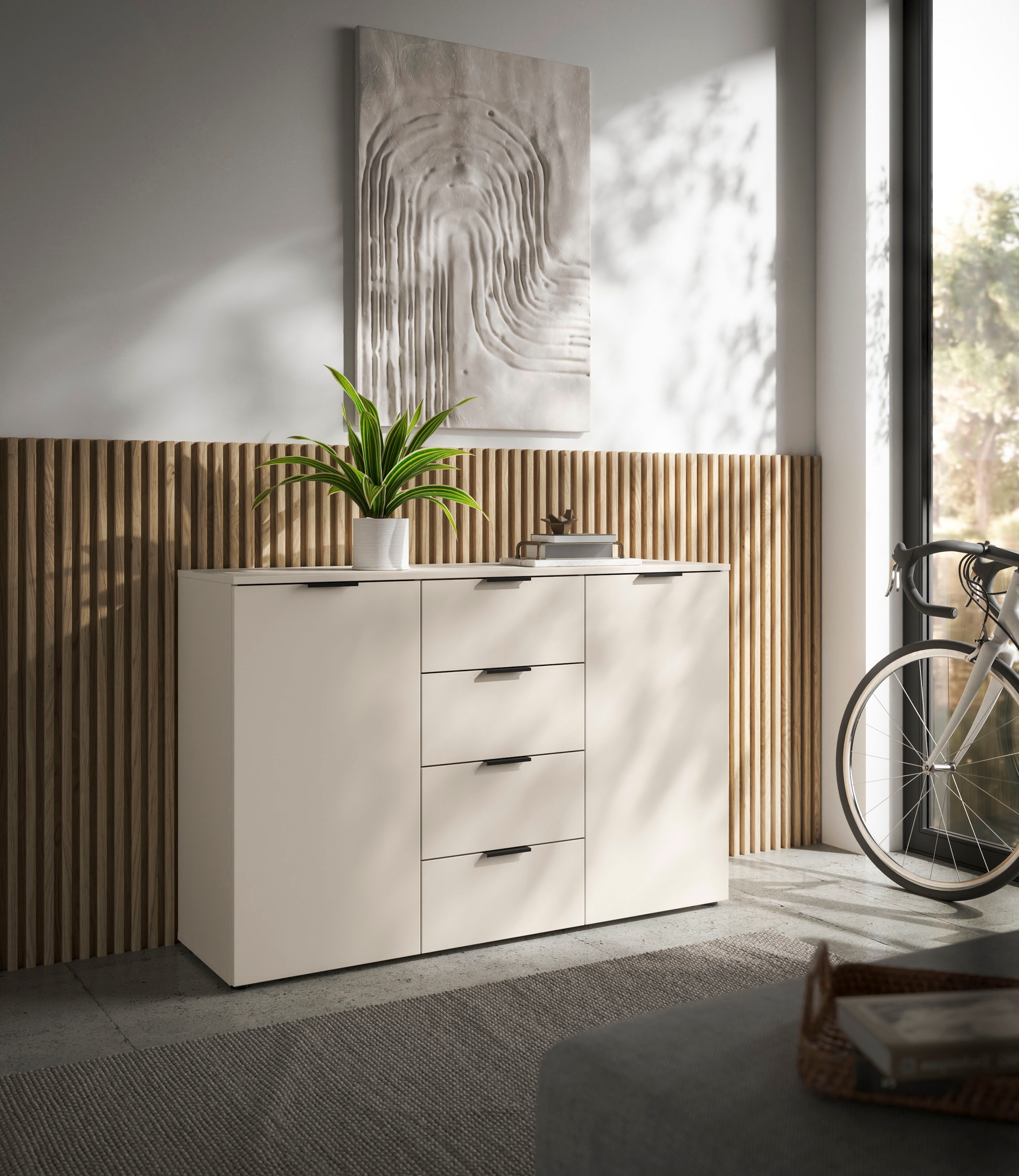 HBZ Sideboard »Linz Kommode, BxHxT 135x90x40cm« 1 Stk. tlg. Breite 135cm,Lip-Griff, Melaminbeschichtung