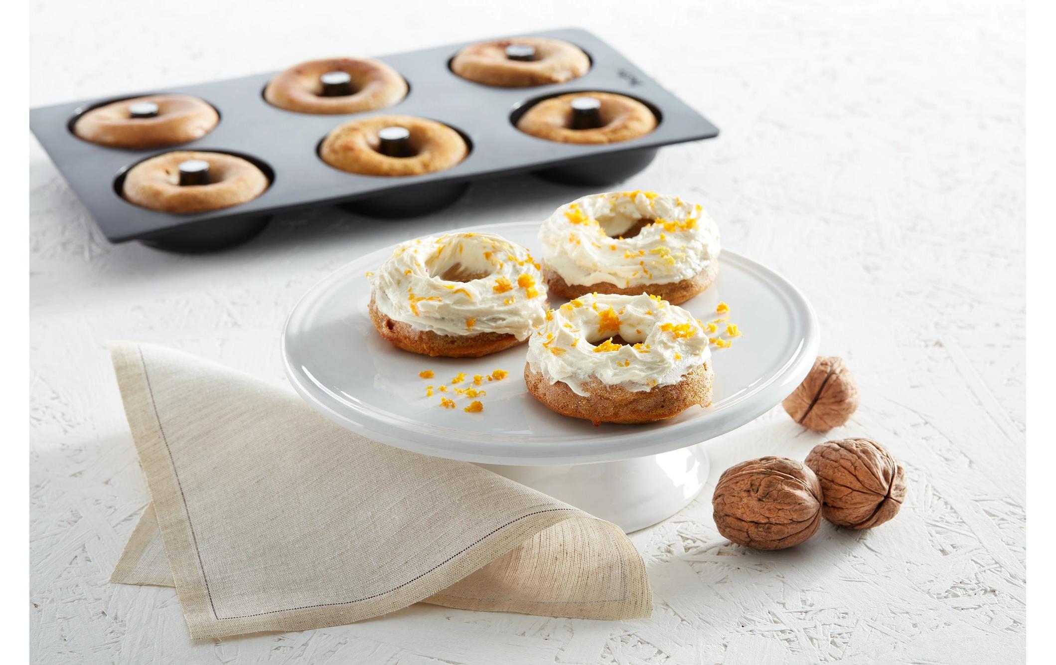 Donut-Backform Silikon, Schwarz, 6 MuldenDonutbackform
