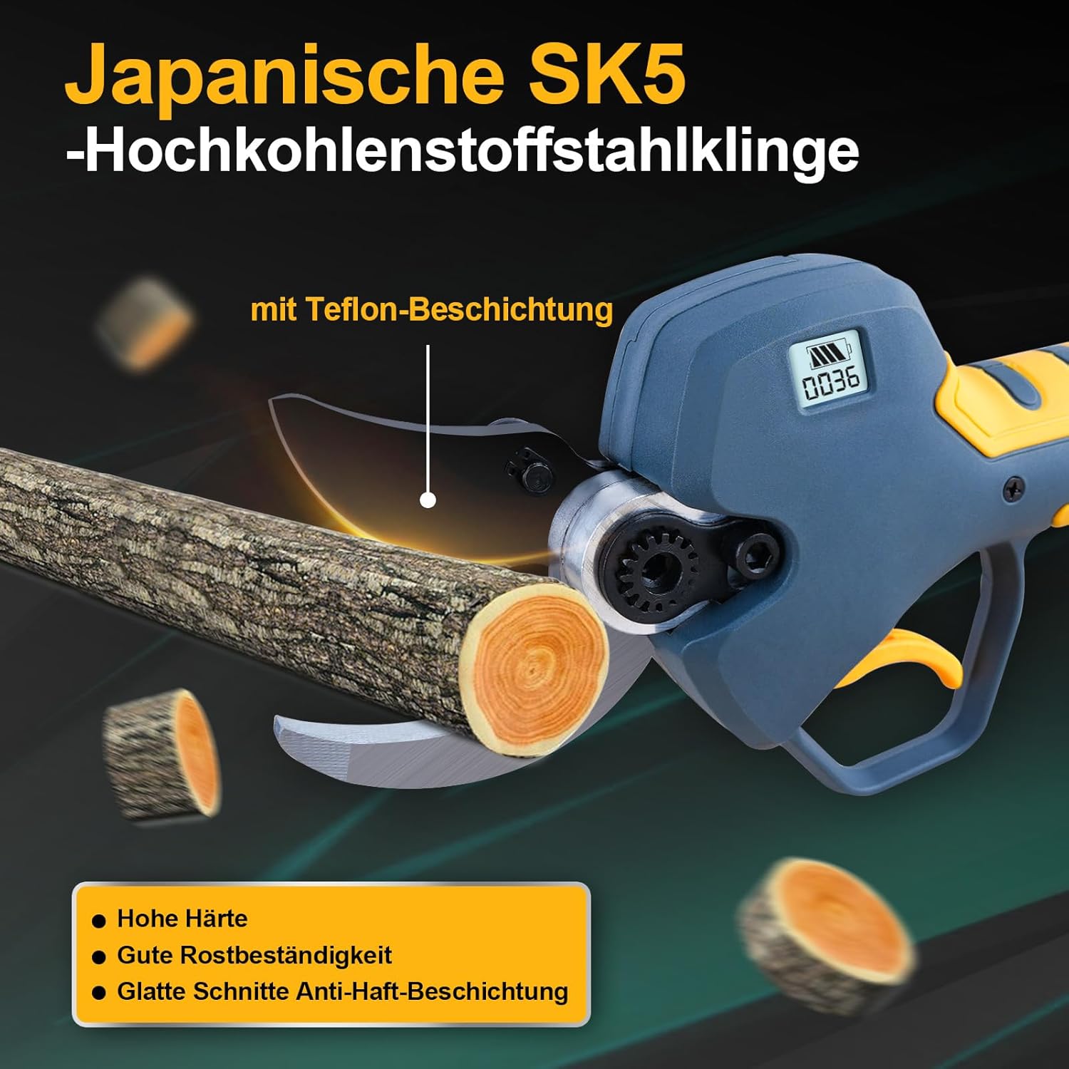 40mm Akku Astschere Elektrische Gartenschere Kompatibel mit Makita 18V Akku (ohne Akku und Ladegerät) Schere Bürstenloser Motor für Garten, Äste und Obstbäume (PR-E40-Body)