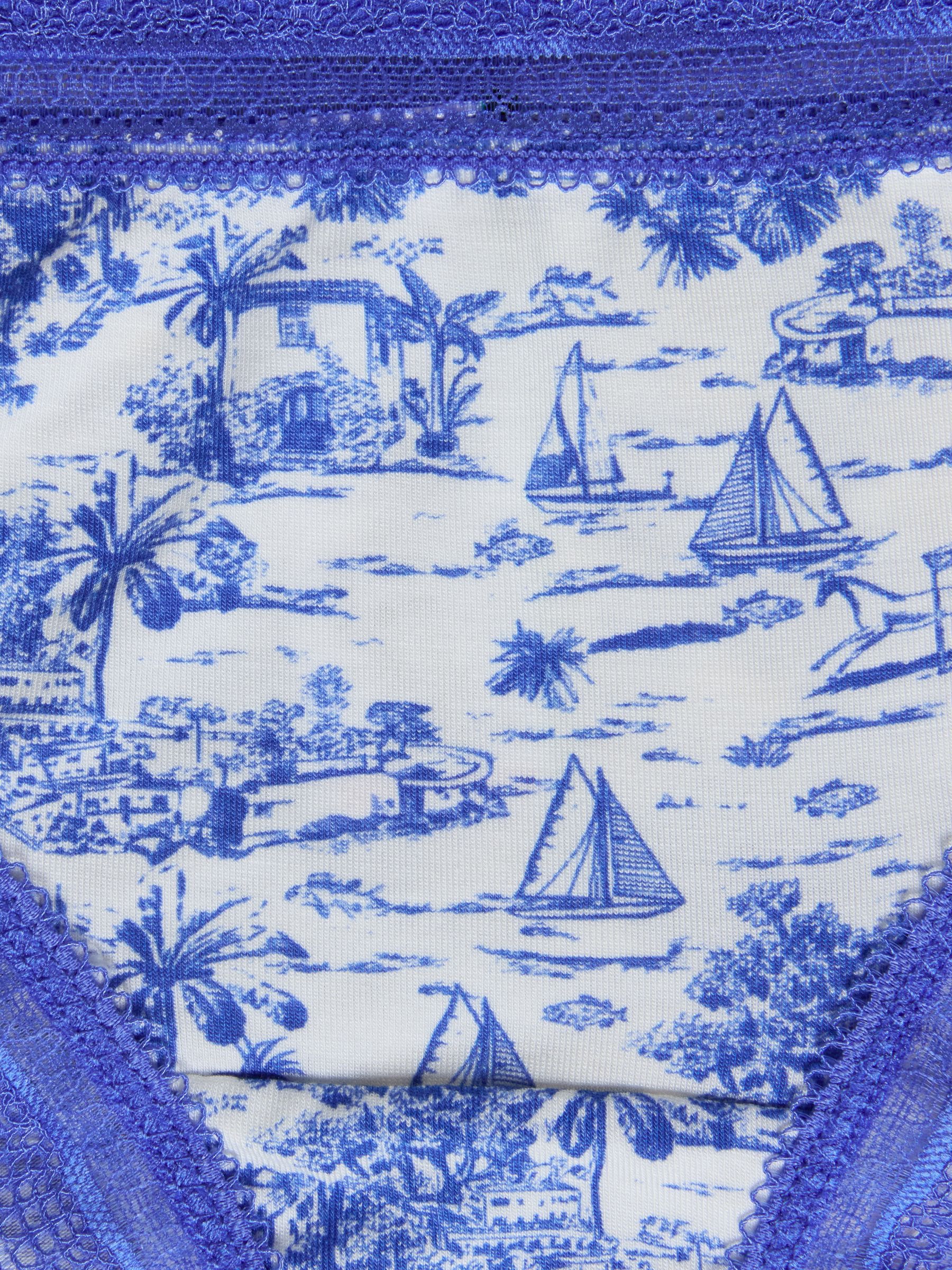 Blue & Red Riviera Toile/Stripe - Joules Knickers 3 Pack