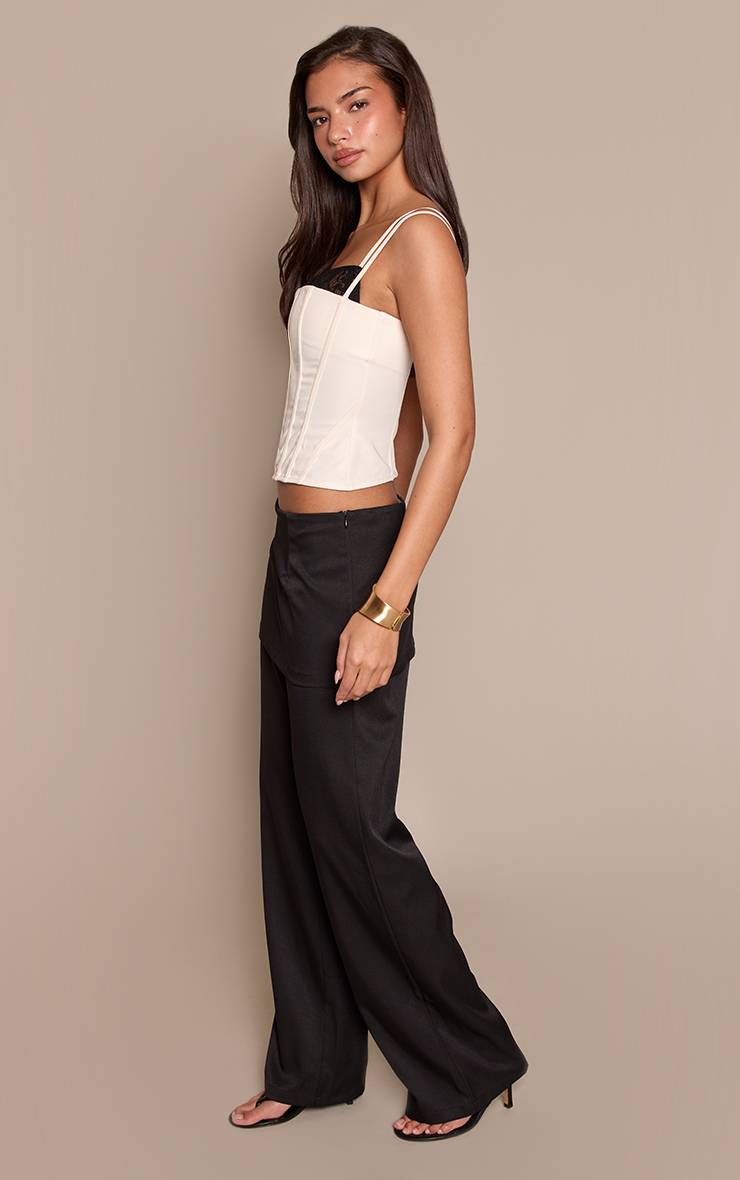 Noir Pantalon Large À Détails Superposés