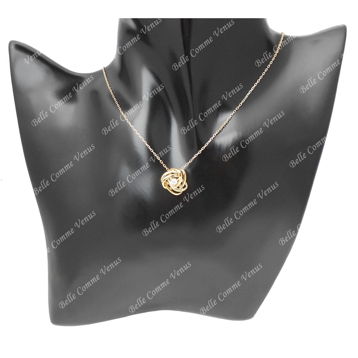 Collier noeud et oxyde de zirconium Plaqué OR 750 3 microns
