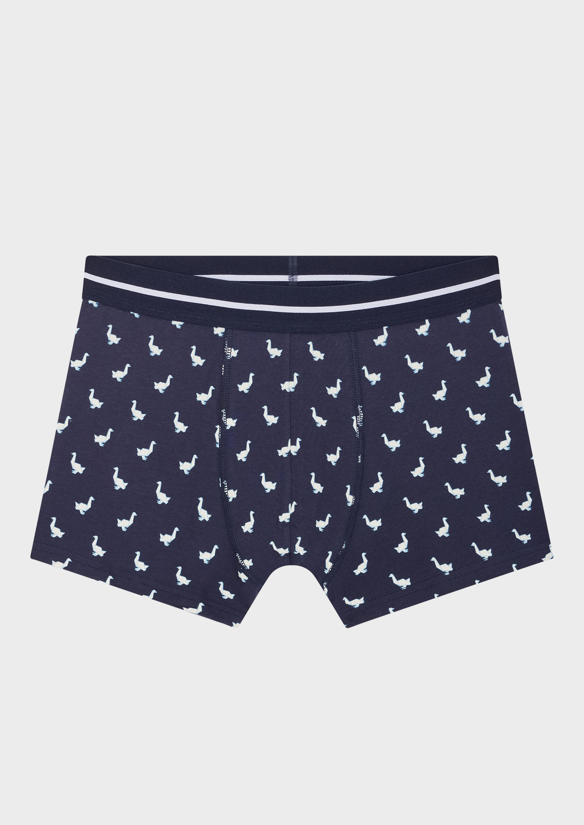 Boxer en coton stretch bleu nuit à motif fantaisie blanc