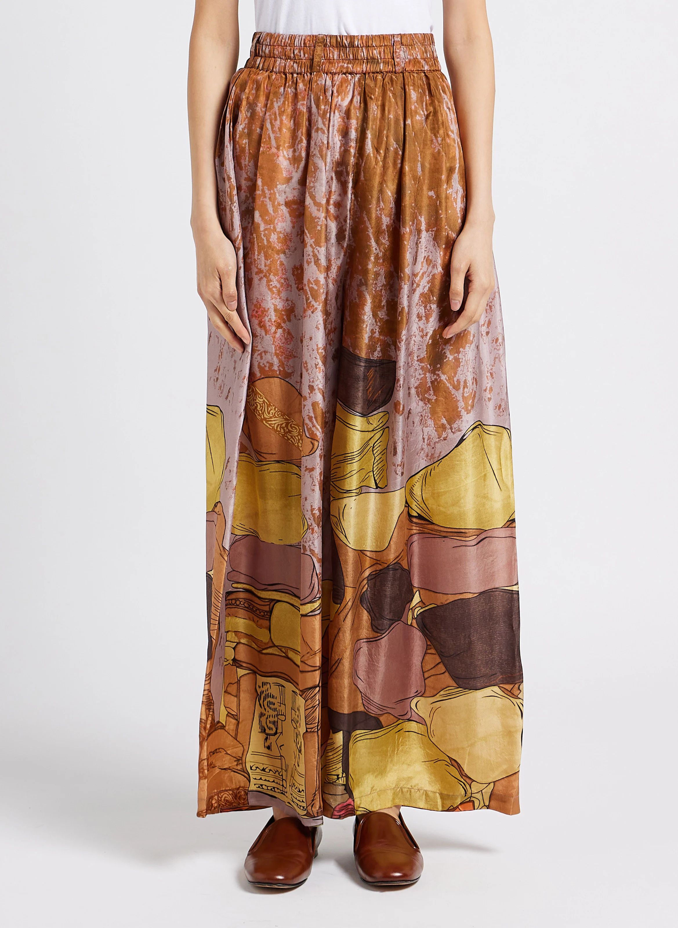 SANGELITE - Pantalon large en soie | Jaune