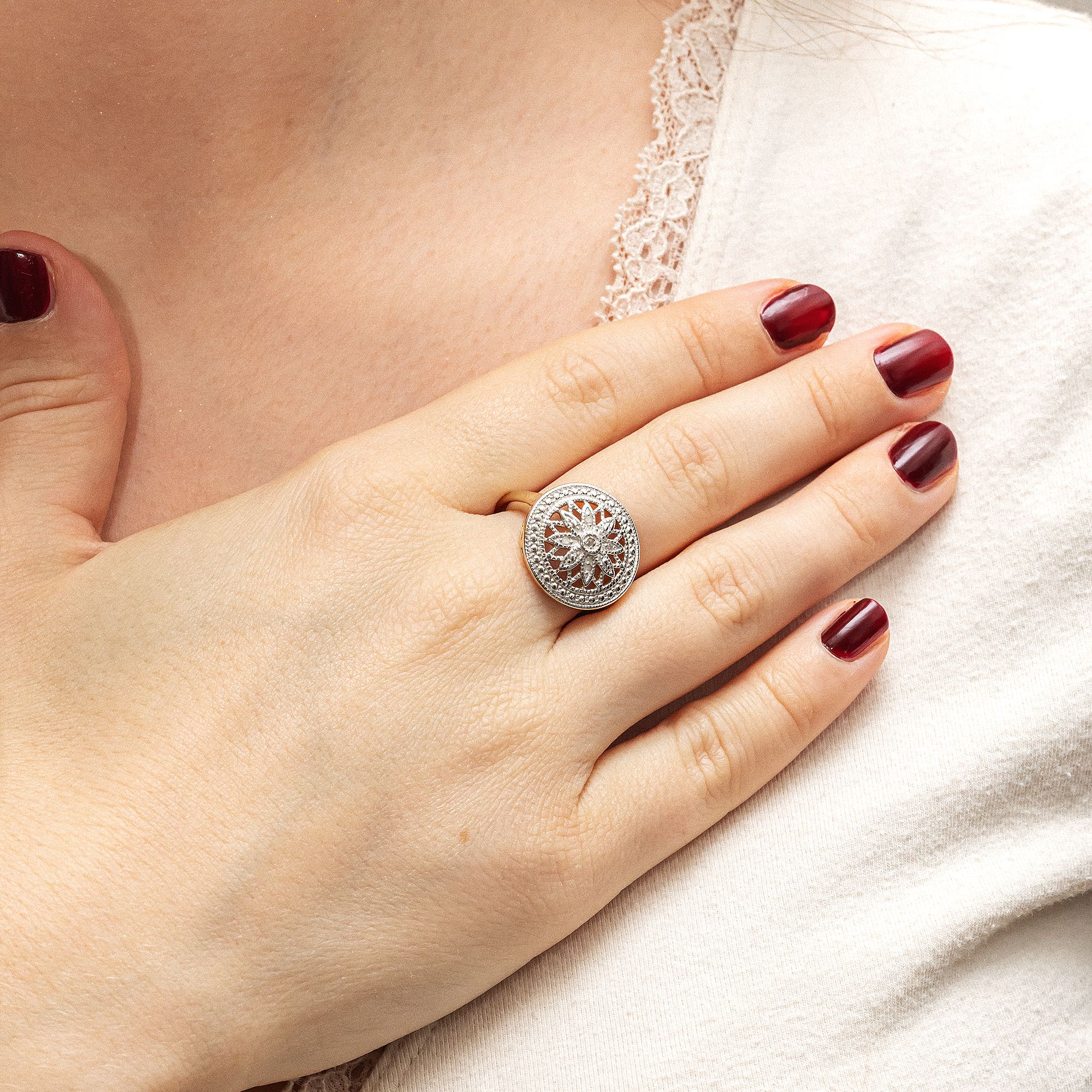 Diamonds by Ellen K. Ring Silber 925 vergoldet mit 5x Diamant zus. 0,05ct.