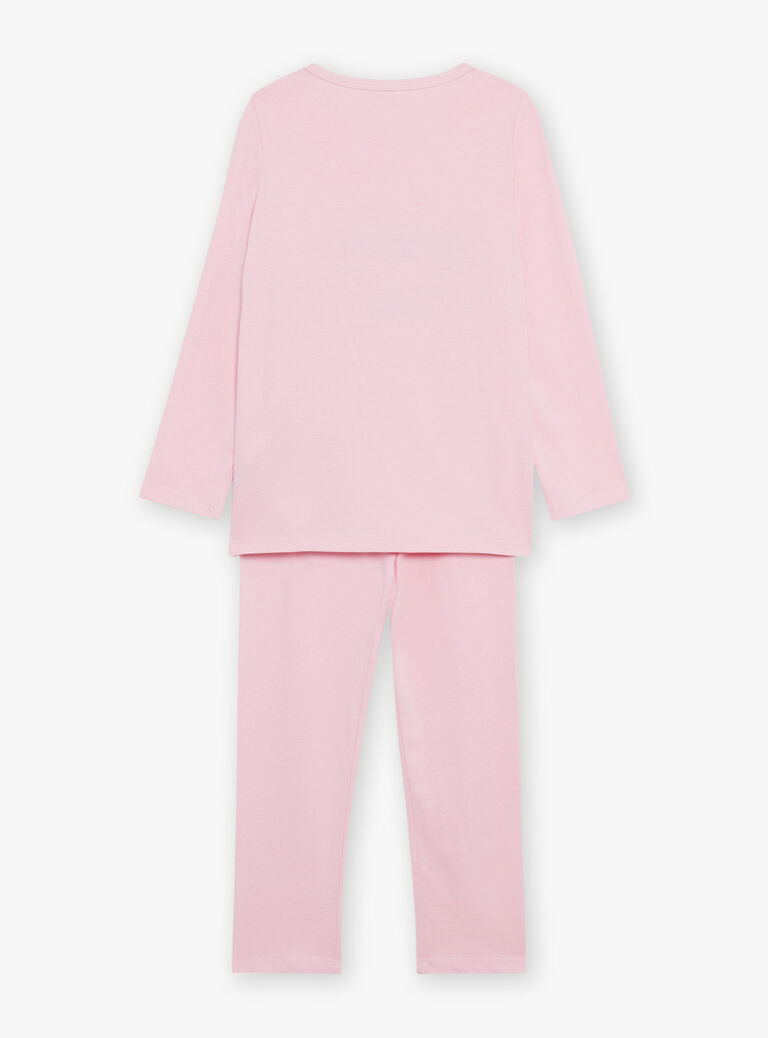 Pyjama deux pièces rose pâle en coton avec cape tête de koala