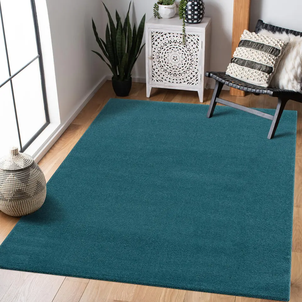 Uni Effen Laagpolig Vloerkleed Modern Blauw - 140x200 CM