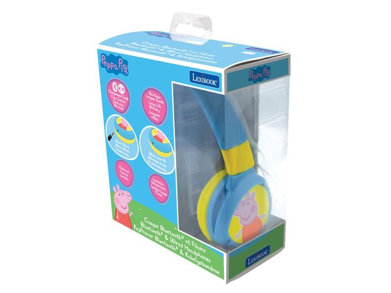 Lexibook Kinderkopfhörer Peppa Wutz 2-in-1-Bluetooth Kabelloser Kopfhörer für Kinder