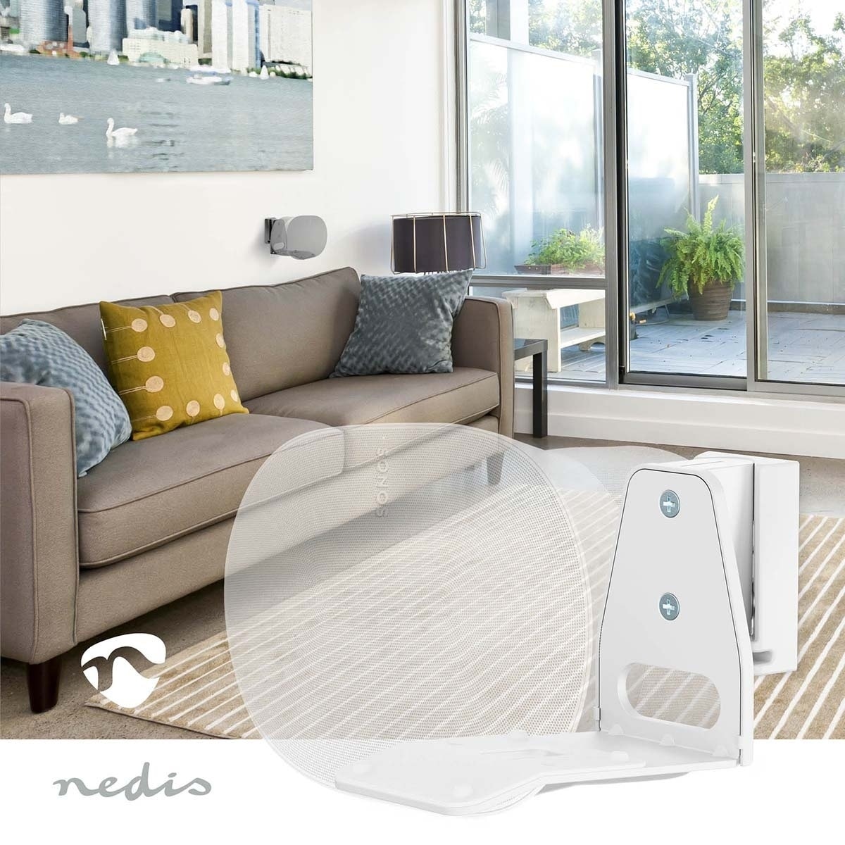 Nedis Speaker Mount | Kompatibel med: Sonos® Era300 | Vegg | 5 kg | Tilt / Vribar | Tiltbar | Roterbar | ABS / Metall | Hvit
