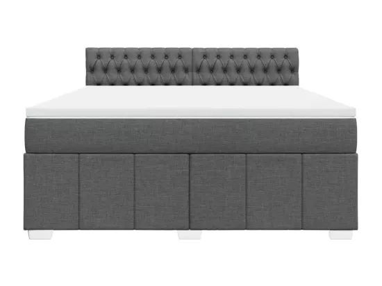 Sommier à lattes de lit avec matelas Gris foncé 180x200cm Tissu