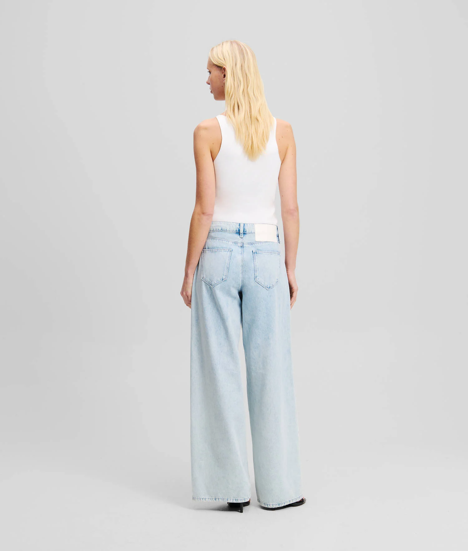 JEAN JAMBES LARGES TAILLE MI-HAUTE - Denim Bleu Clair