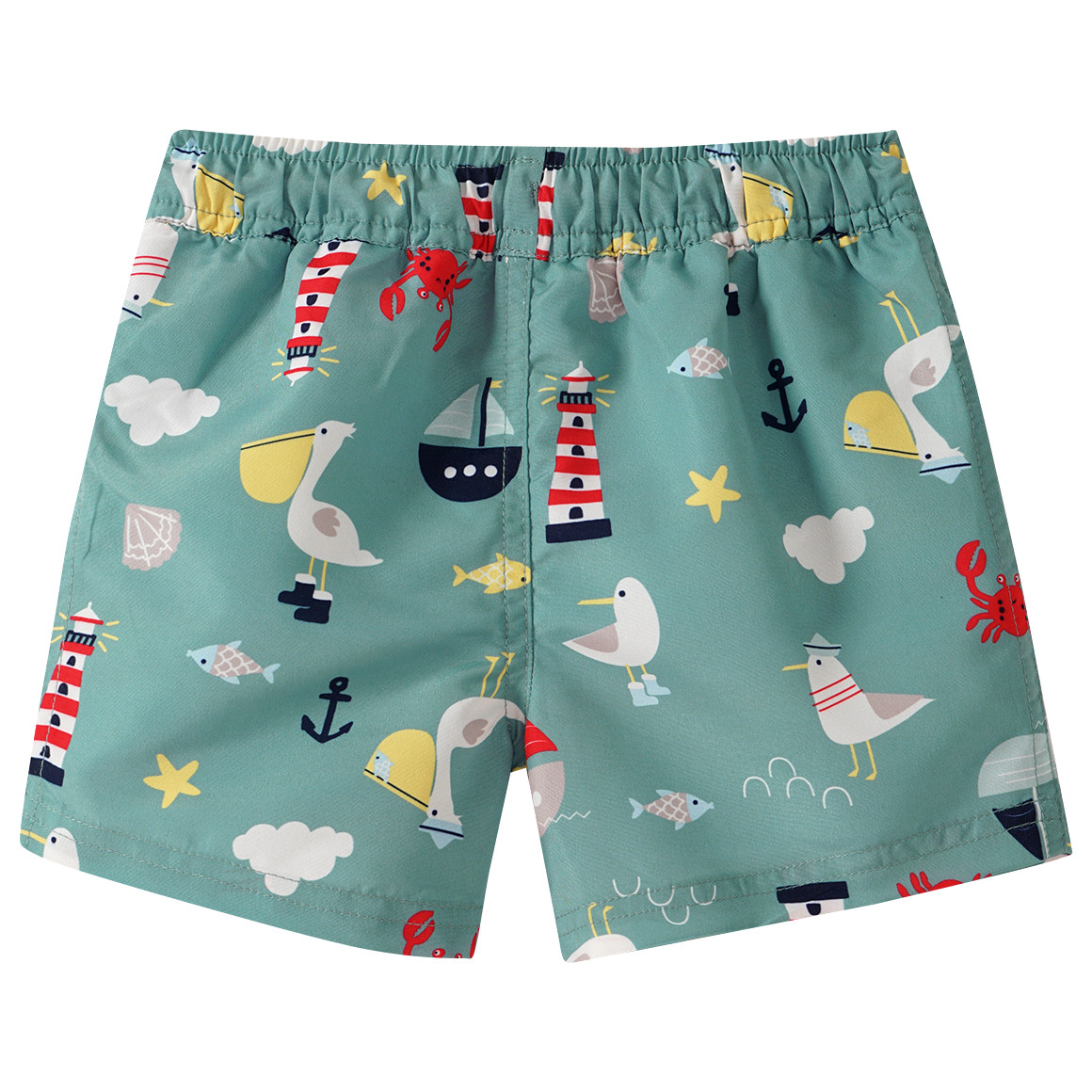 Topomini Baby Badeshorts mit maritimen Motiven dunkelgrün