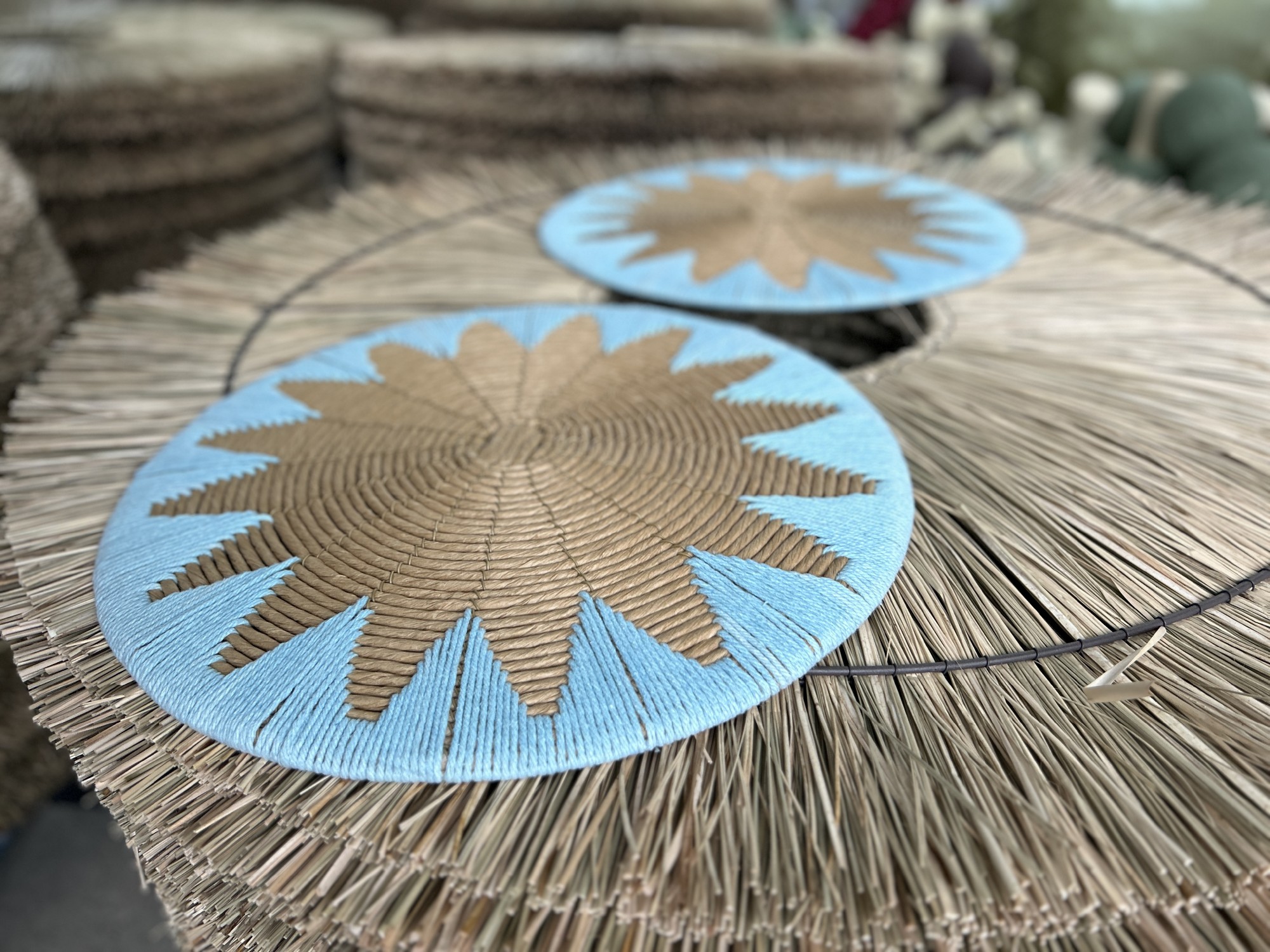 Wandornament, natur, blau, Ø 50 cm von fischer's lagerhaus