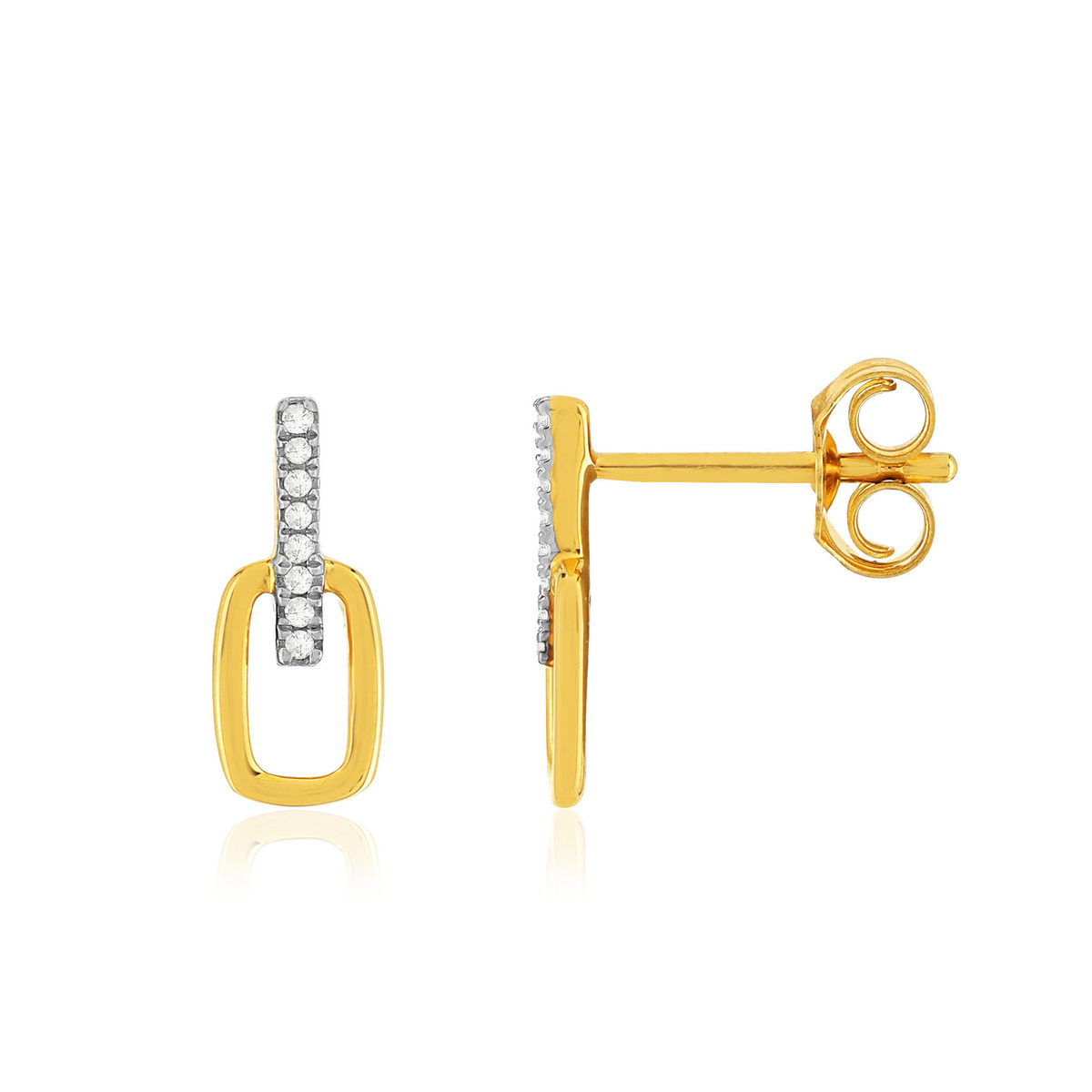 Boucles d'oreilles or 375 2 tons diamants