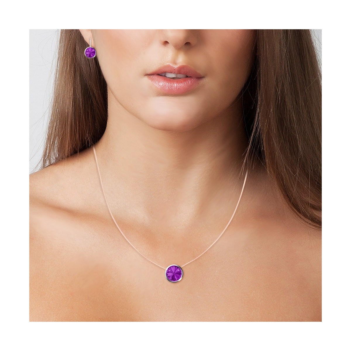 Parure collier et boucles d'oreilles SC Crystal ornée de Cristaux scintillants